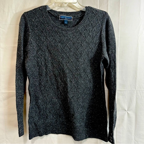 Karen Scott Womens Diamond Cable Knit Sweater Charcoal Grey Small - Picture 1 of 7